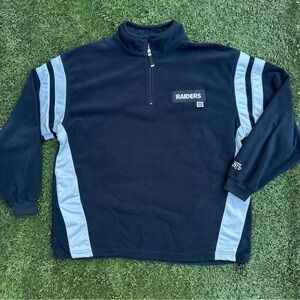 Vintage 90’s Y2K NFL Oakland Raiders Retro Colorblock Fleece 1/4 Zip Pullover XL